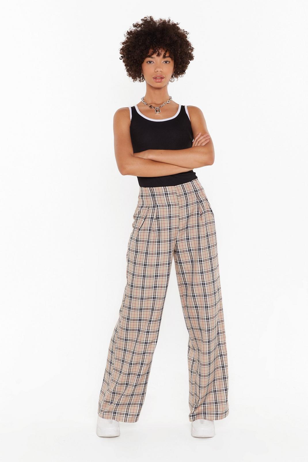 Grid Them What They Want Check Wide-Leg Pants image number 1
