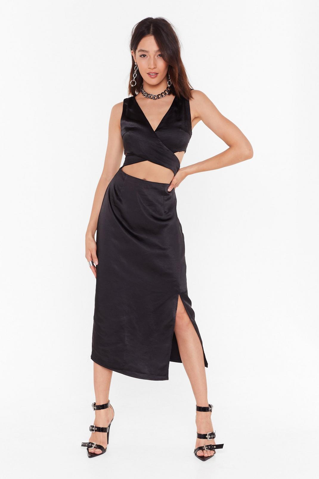 Cut-Out to Party Satin Midi Dress image number 1