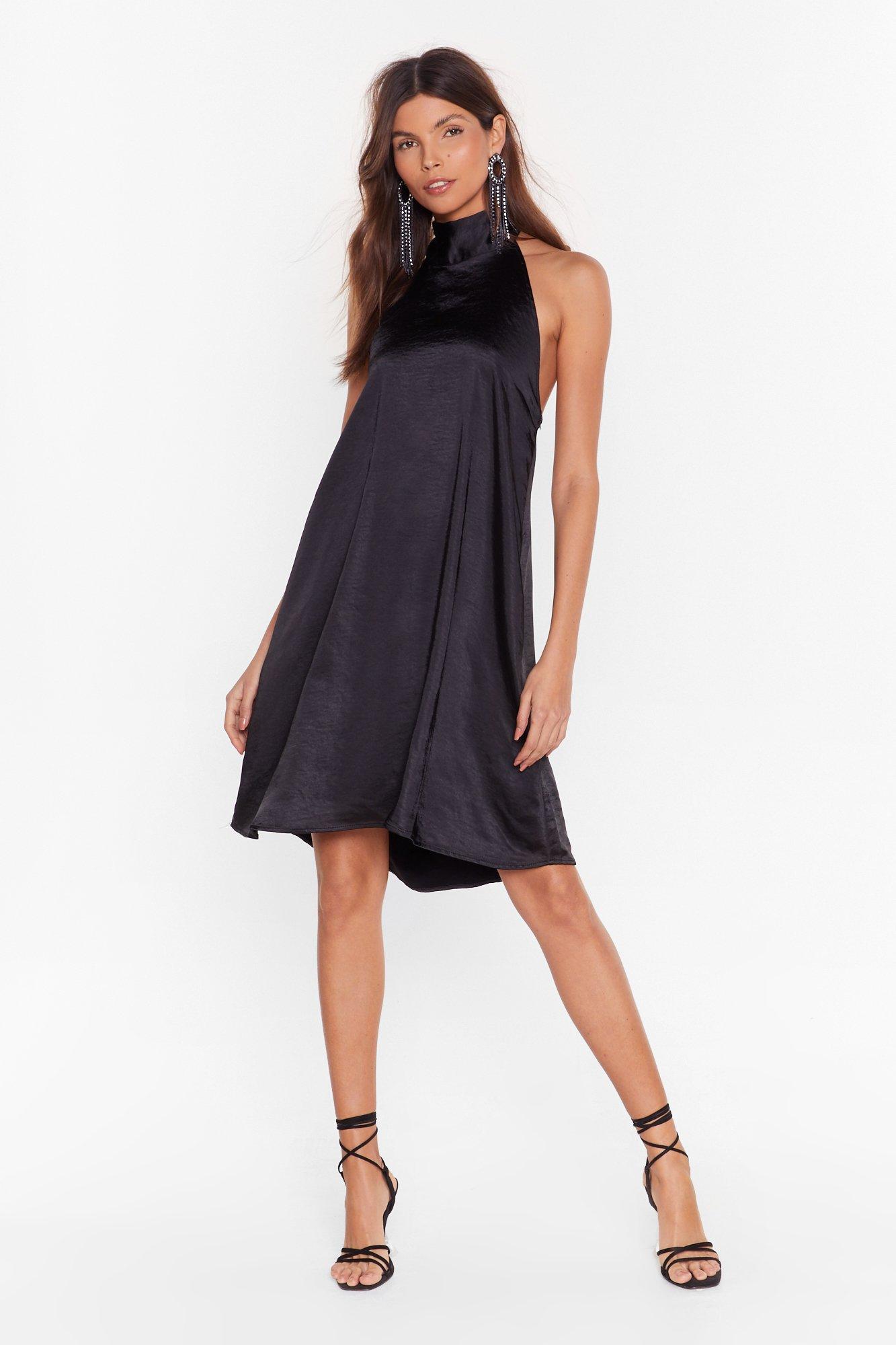 nasty gal black satin dress