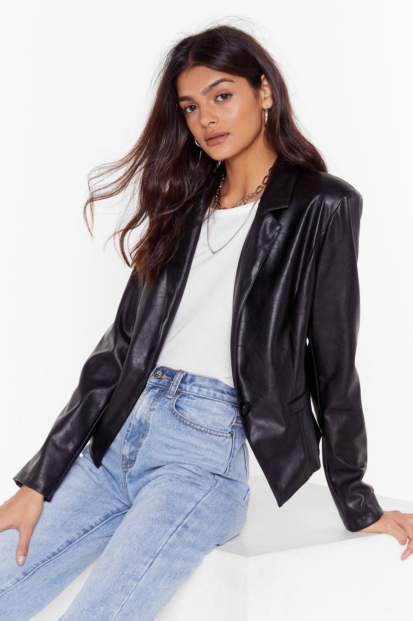 faux leather blazer