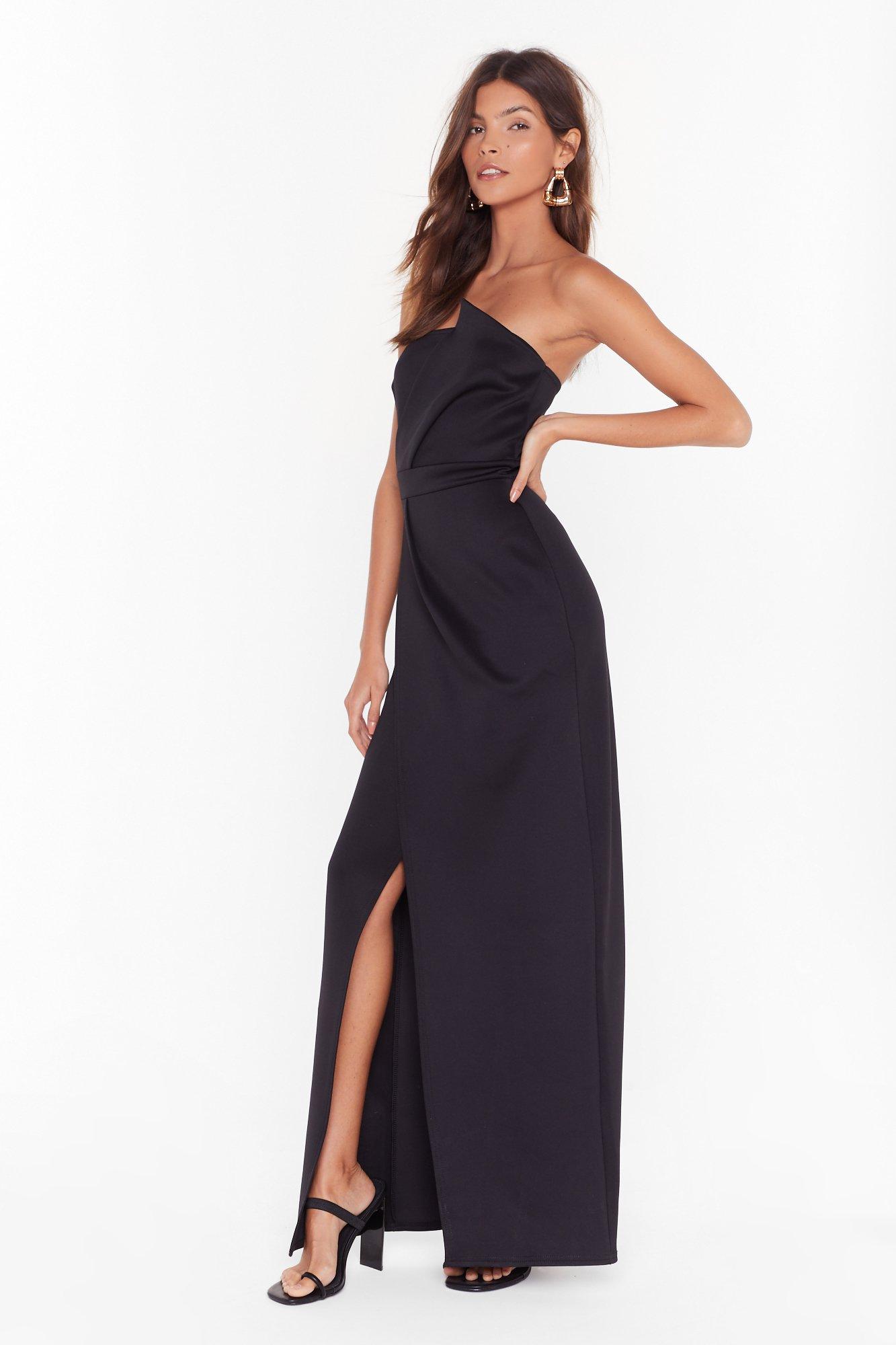 Own the night black strapless on sale maxi dress