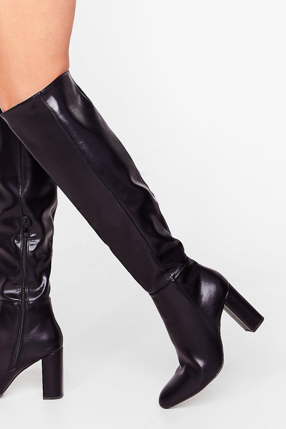 faux leather pants and thigh high boots?? this can only mean one thing (;  #2021