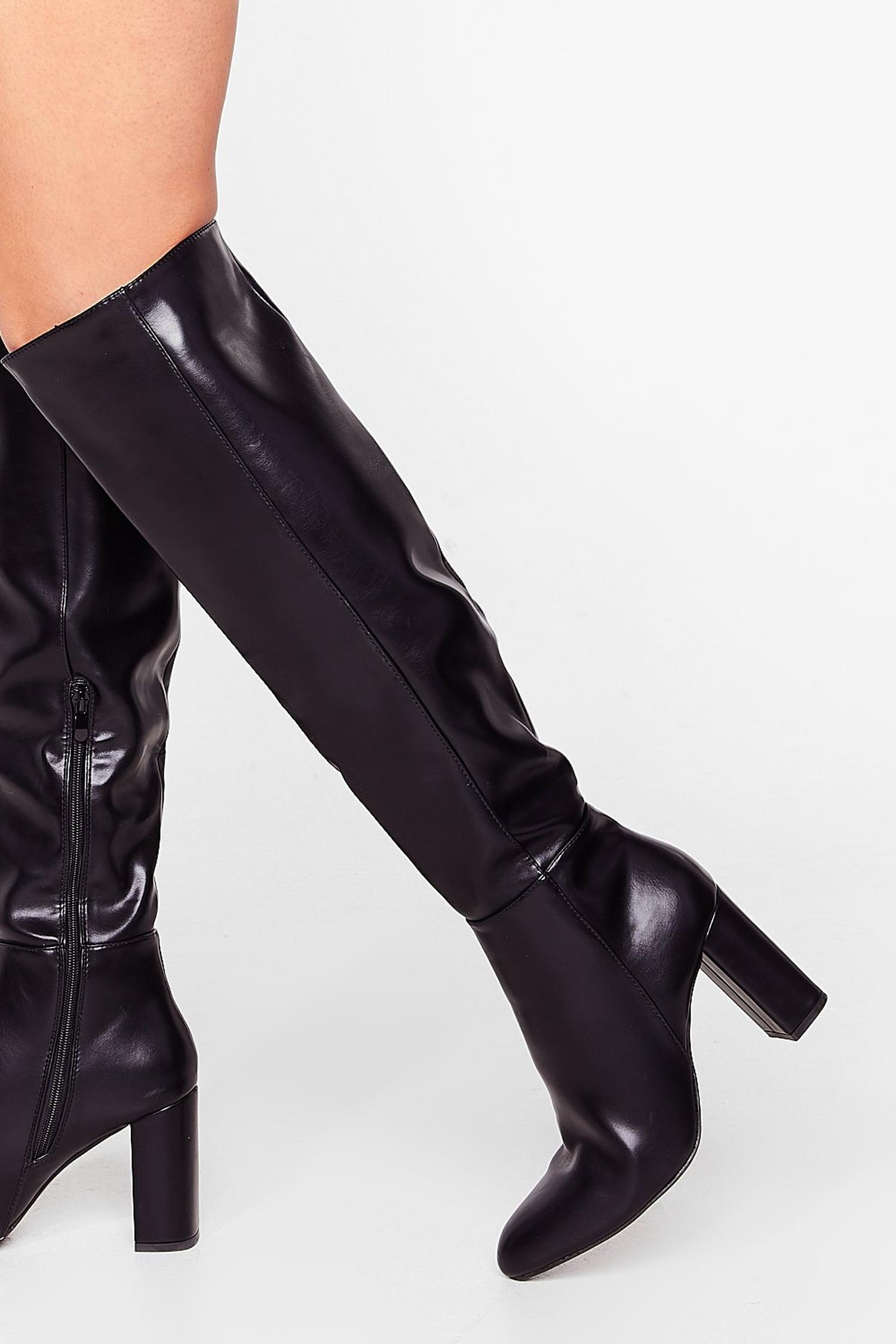 Show Up Over-the-Knee Faux Leather Boots | Nasty Gal