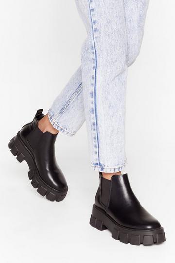 Black Cleated Chunky Chelsea Boots