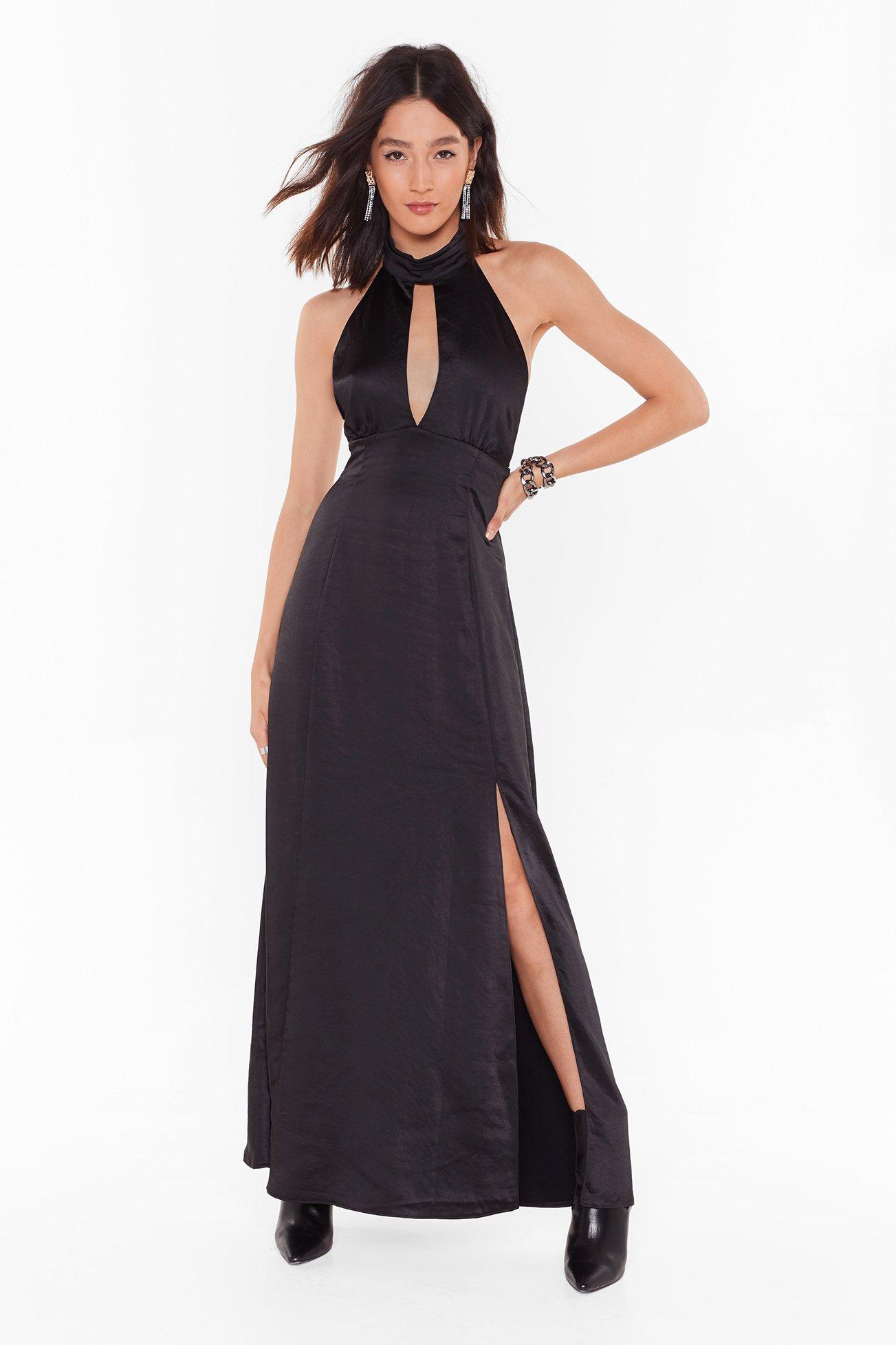 black halter maxi