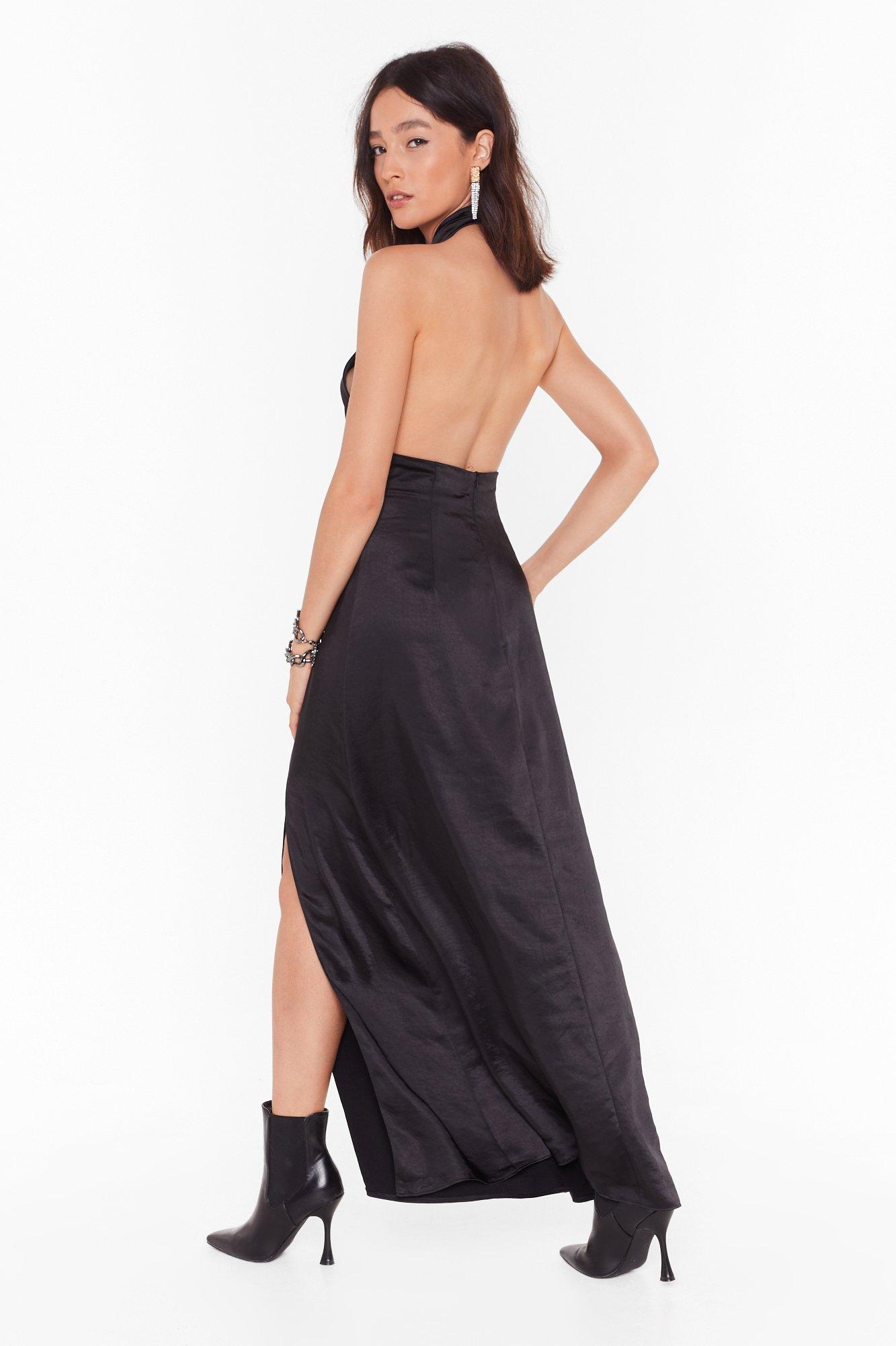 Feelings Don t Halter Satin Maxi Dress Nasty Gal