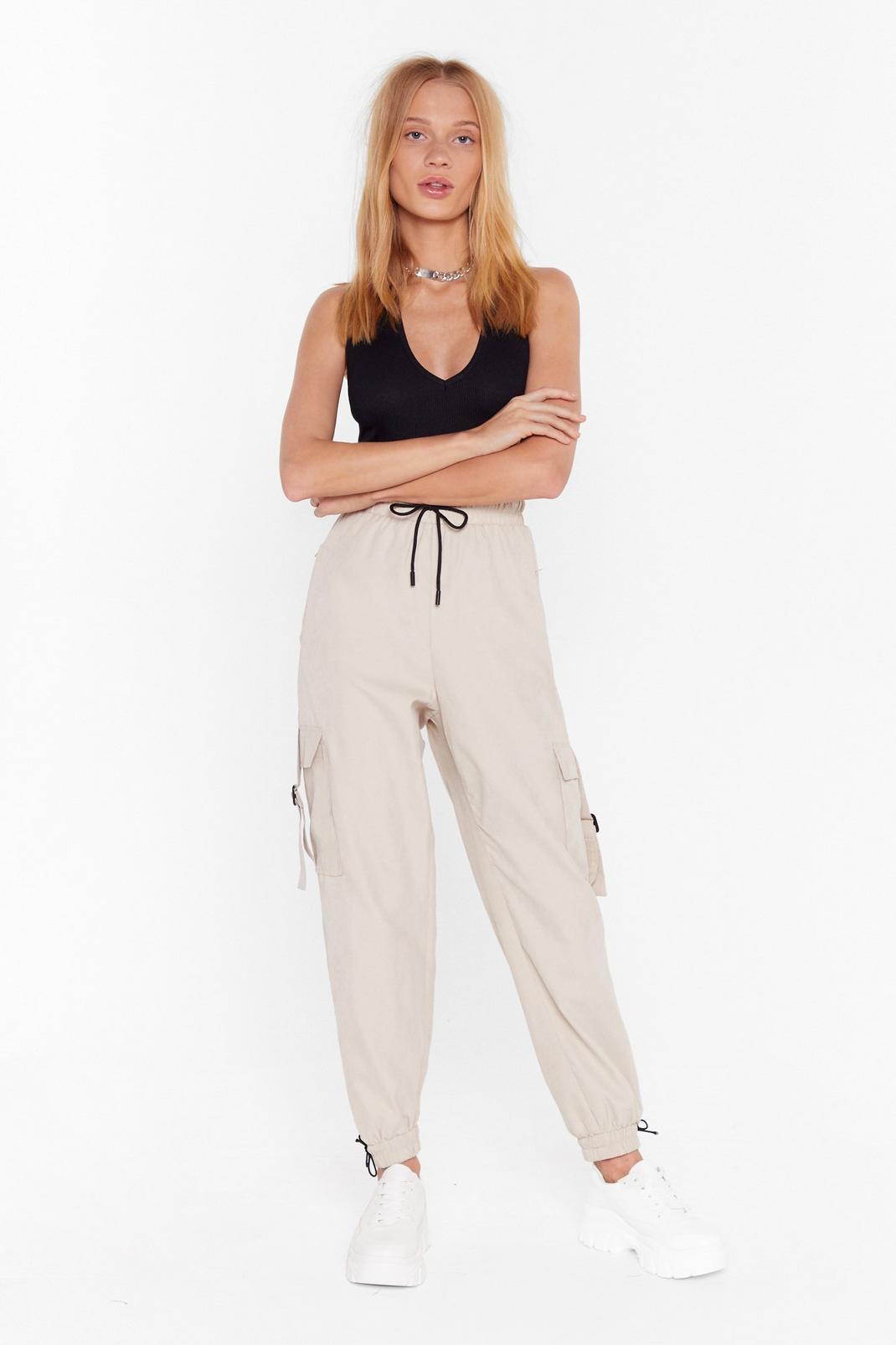 Drawstring to a Close High-Waisted Cargo Pants image number 1