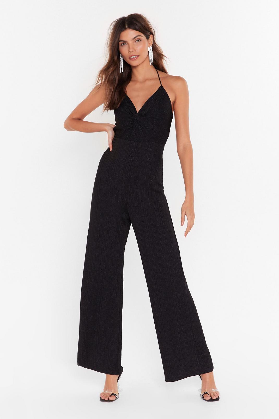 Black Our Night to Shine Glitter Wide-Leg Jumpsuit image number 1
