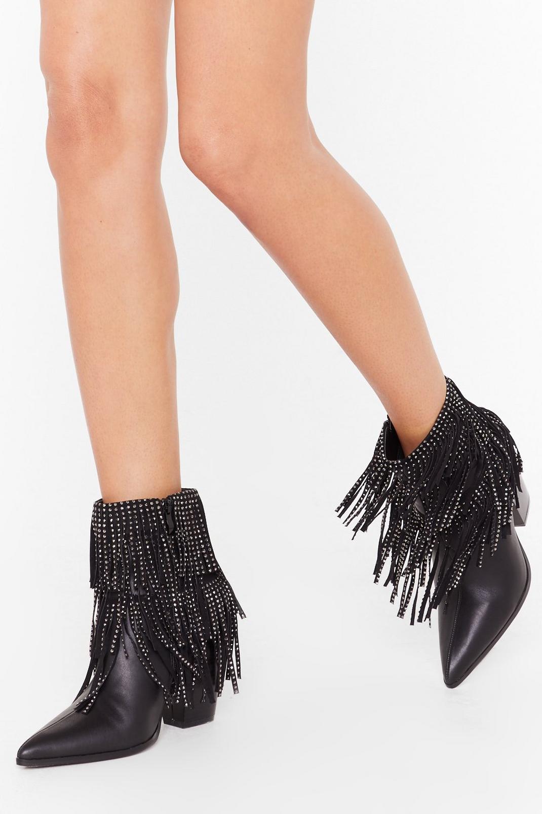 Stud By You Faux Leather Tassle Boots image number 1
