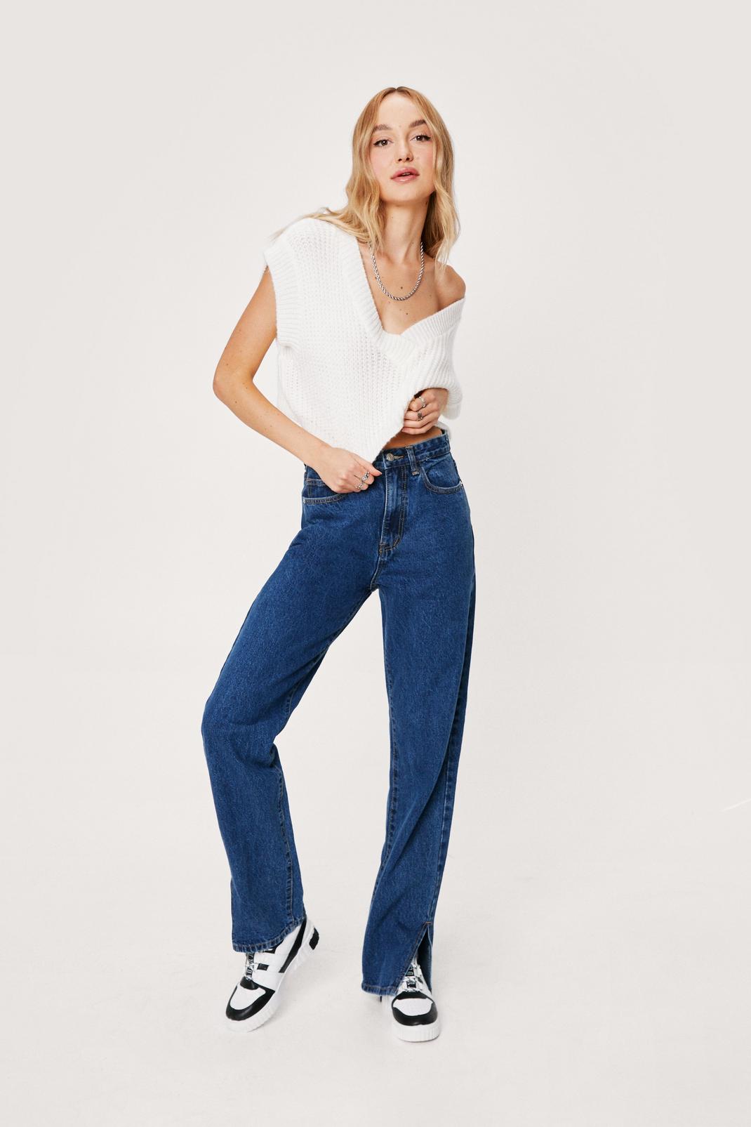 Dark blue Slit's Now or Never High-Waisted Jeans image number 1
