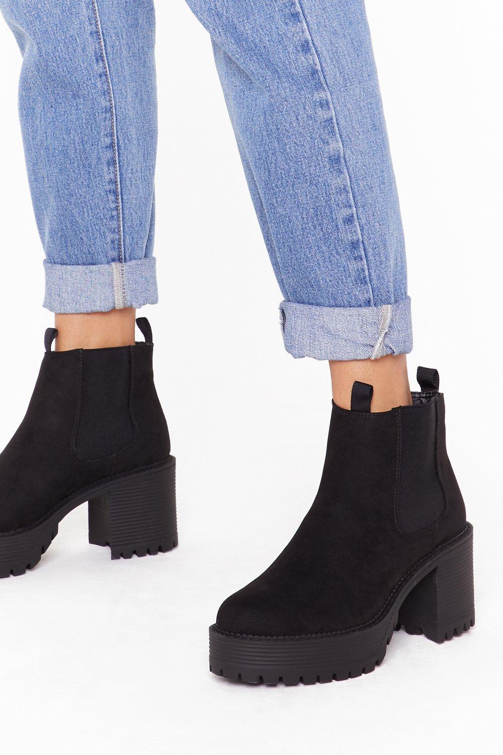 faux suede chelsea boots womens