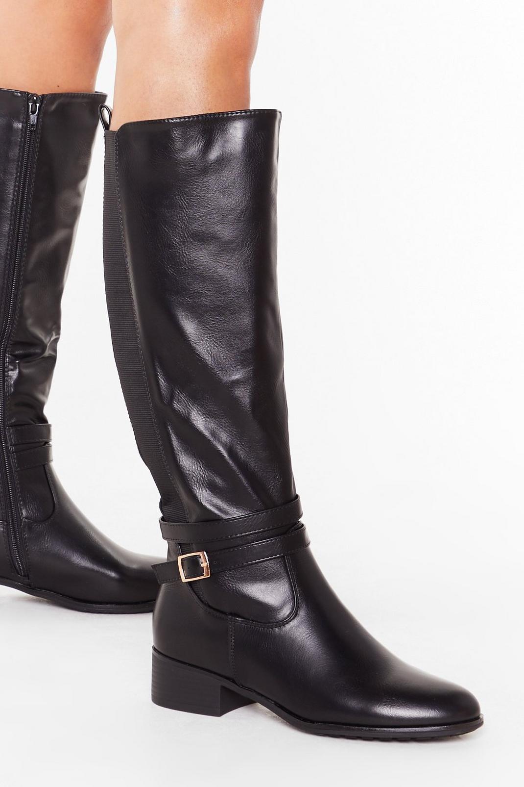 We'll Faux Leather Know Knee High Buckle Boots image number 1
