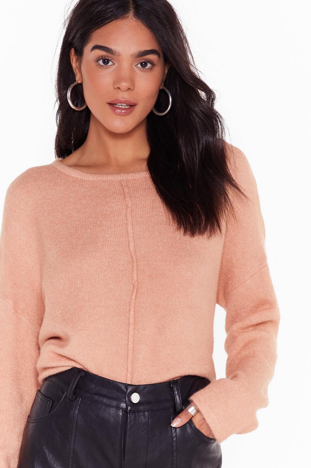 Pink Easy as it Seams Relaxed Knit Jumper image number 1