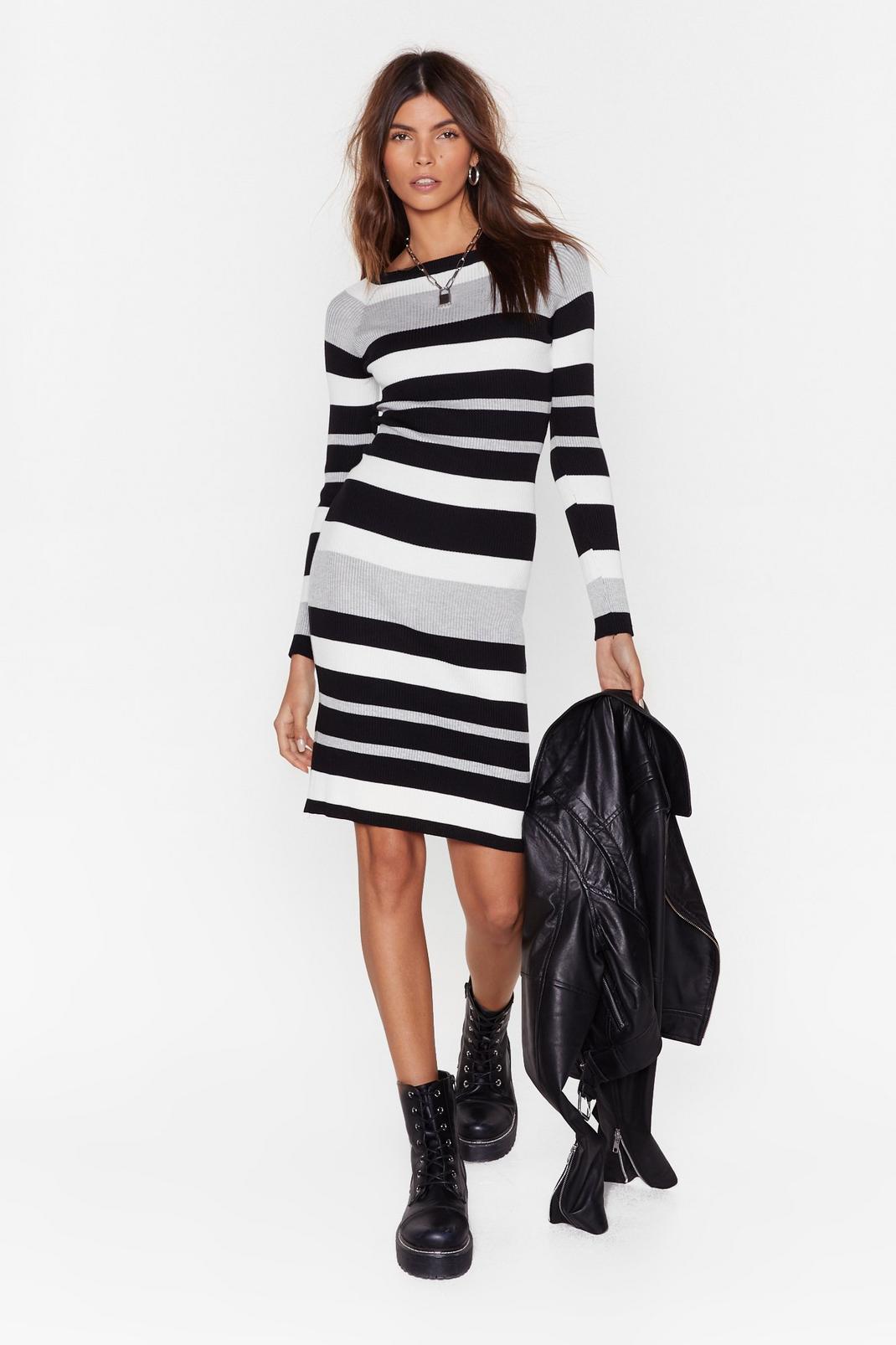 On the Horizon Striped Knit Dress image number 1