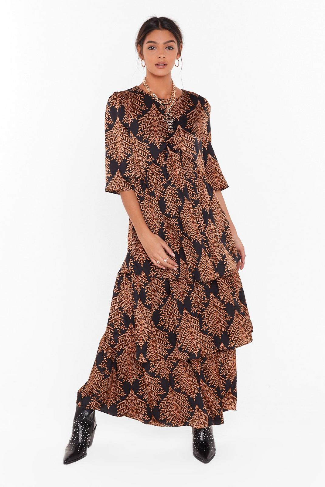 Black Hold Back the Tiers Floral Maxi Dress image number 1
