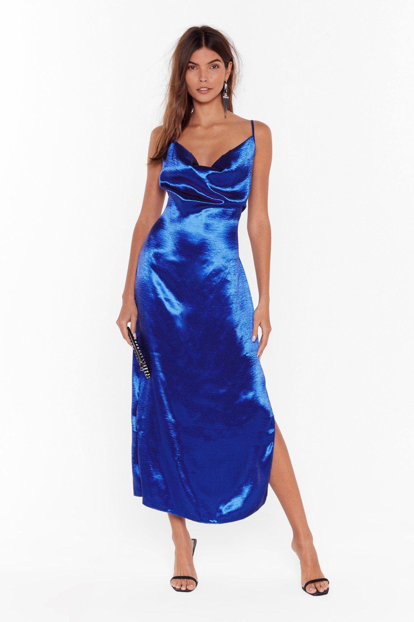 cowl neck maxi dress satin