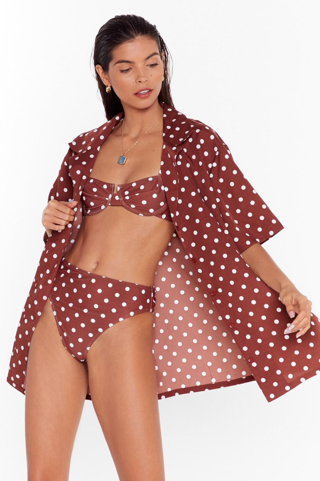 Polka Dot Oversized Cover-Up Shirt image number 1