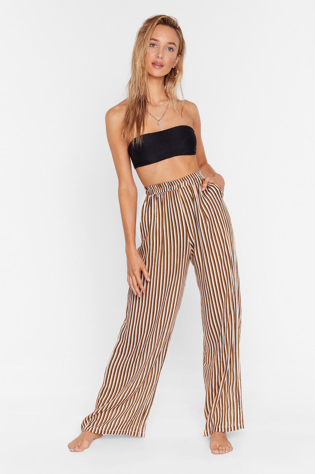 Straight to the Beach Striped Cover-Up Pants image number 1