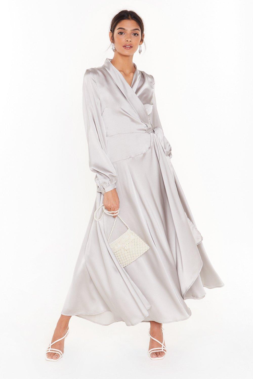 wrap dress silver