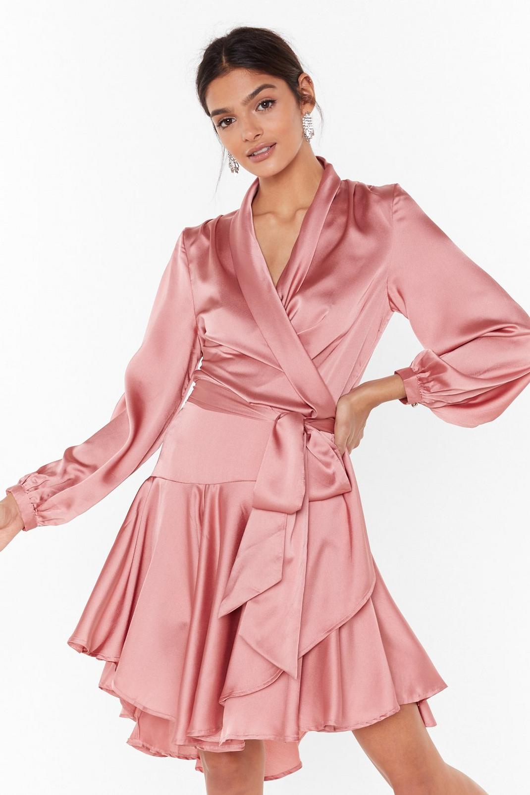 Hey Girl What's Satin-ing Wrap Dress image number 1