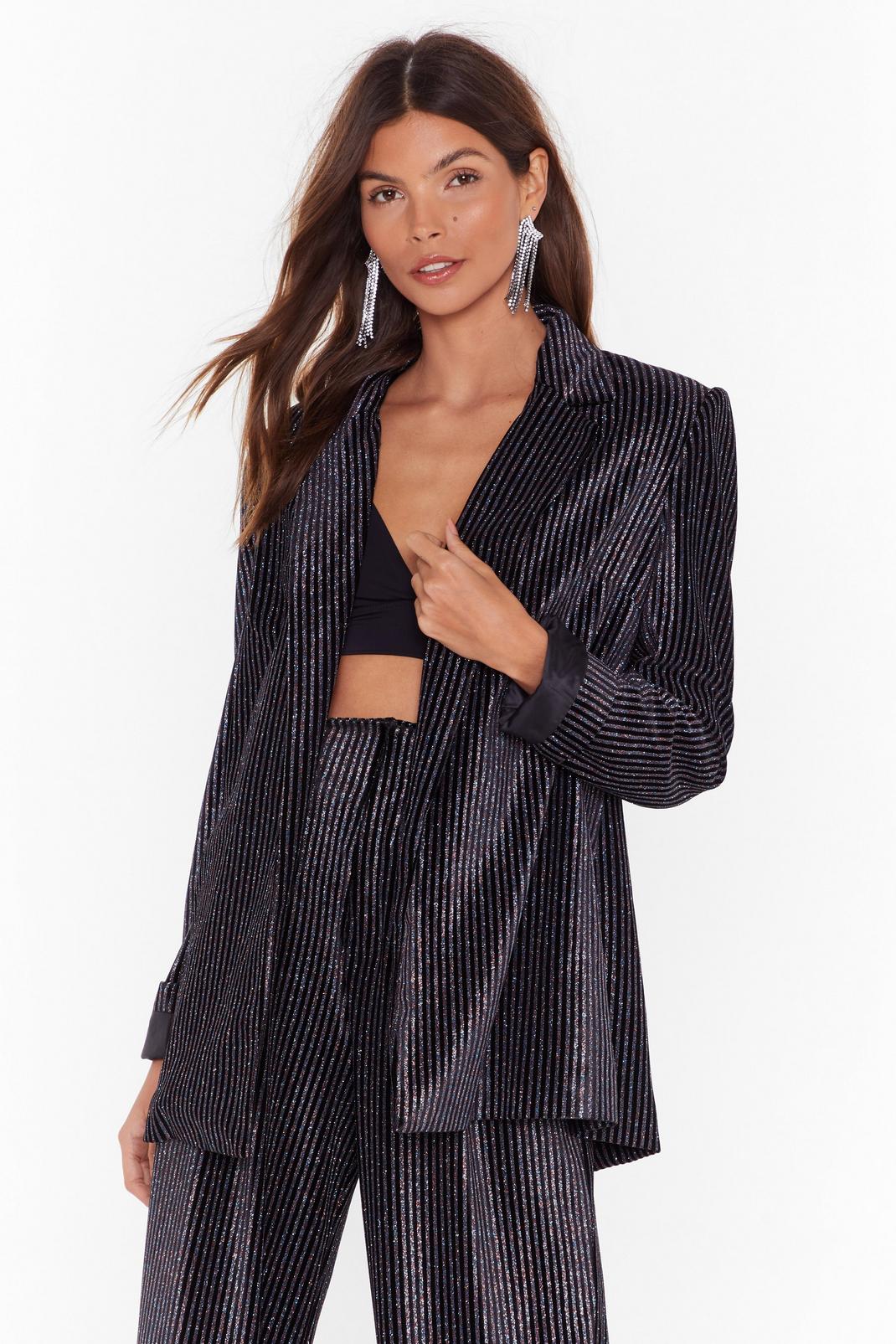 Straight to the Party Striped Longline Blazer image number 1