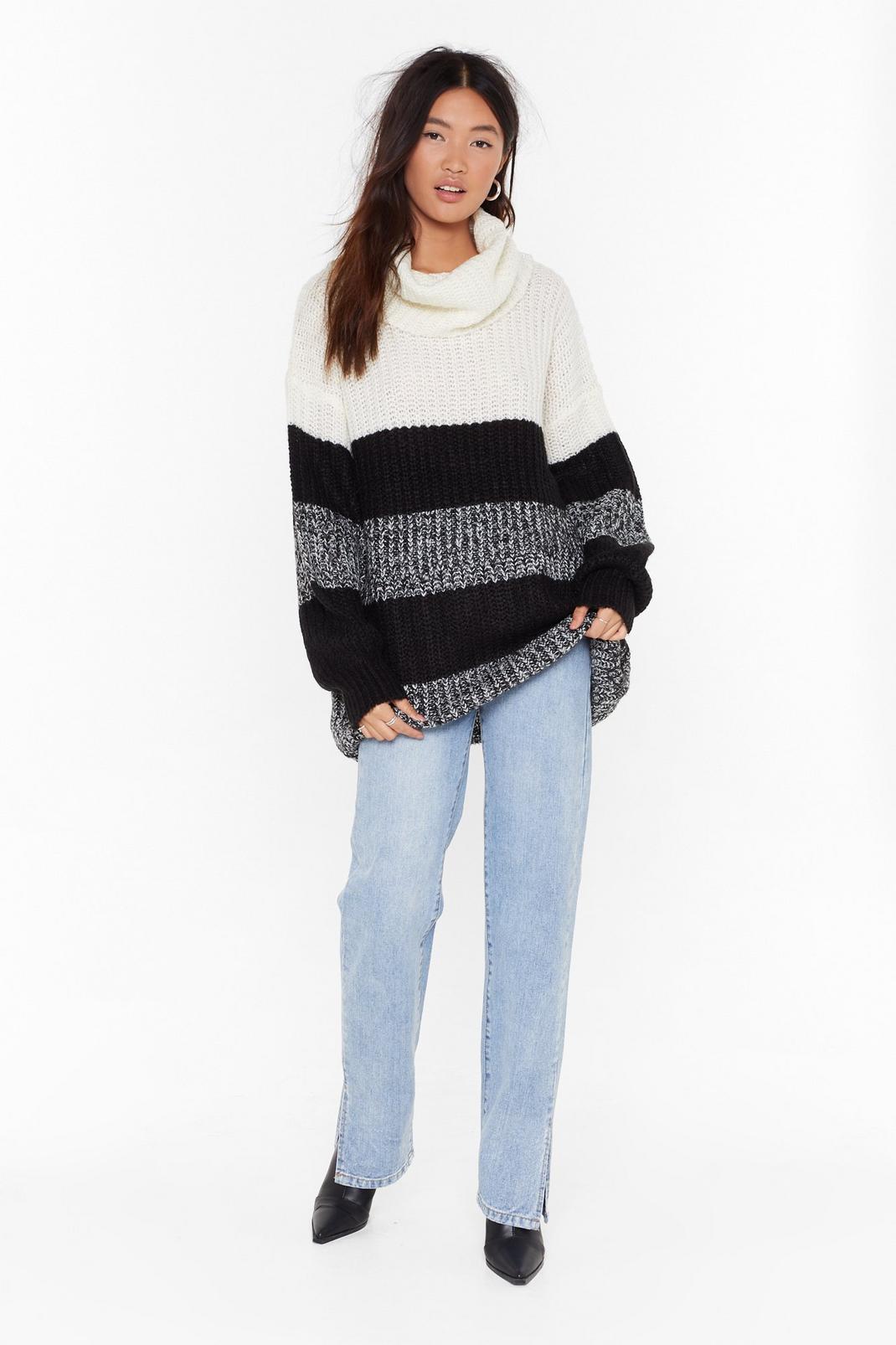 Fall for Your Stripe Turtleneck Longline Sweater image number 1