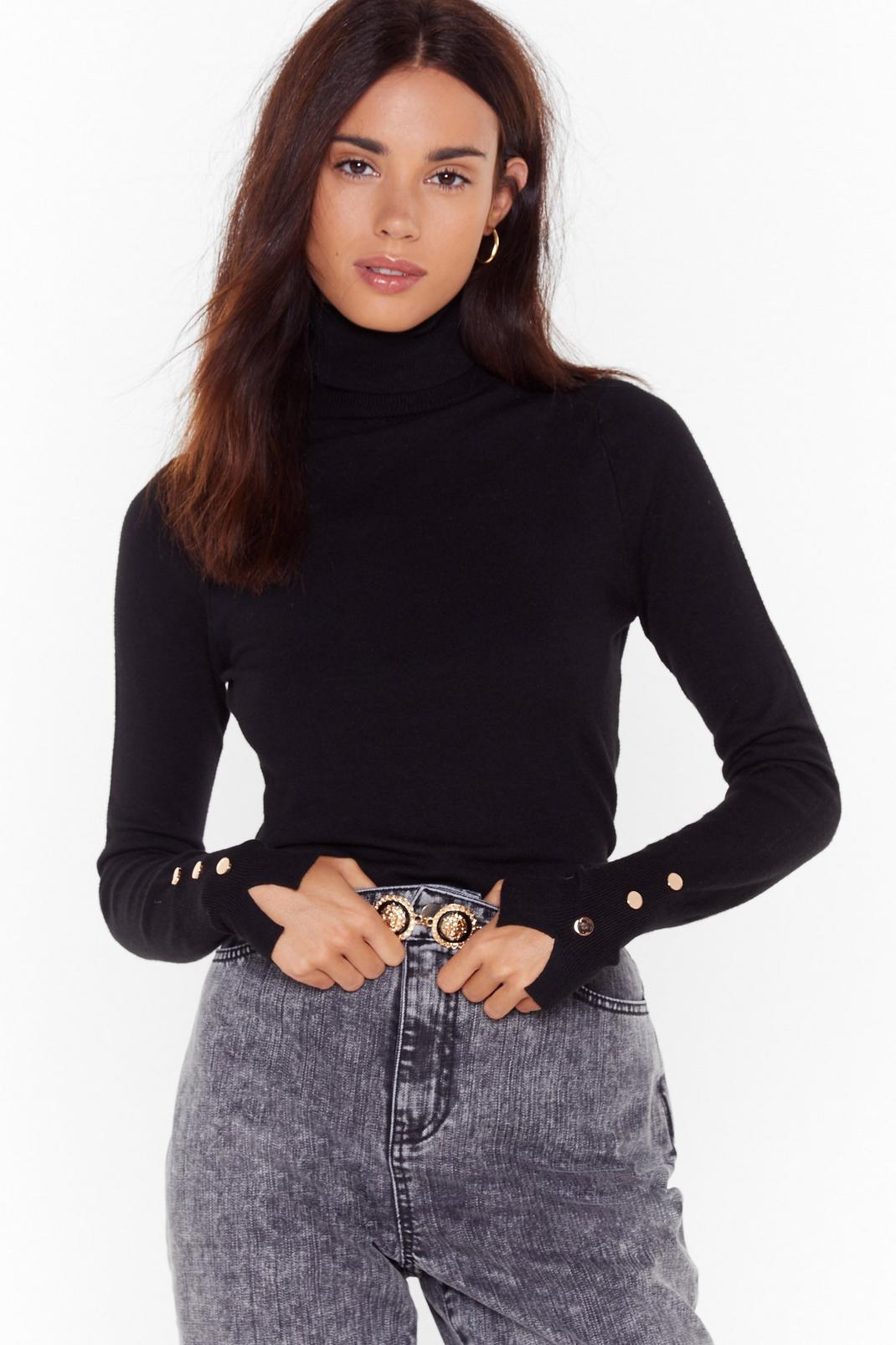 Knit That Beat Turtleneck Button Sweater image number 1