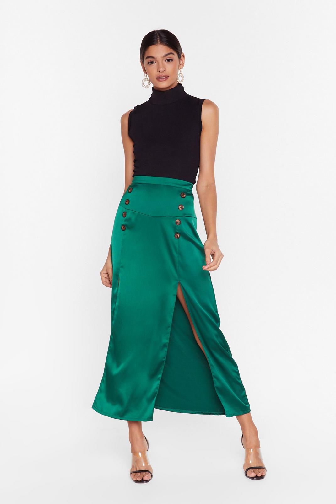 Green double split maxi skirt image number 1
