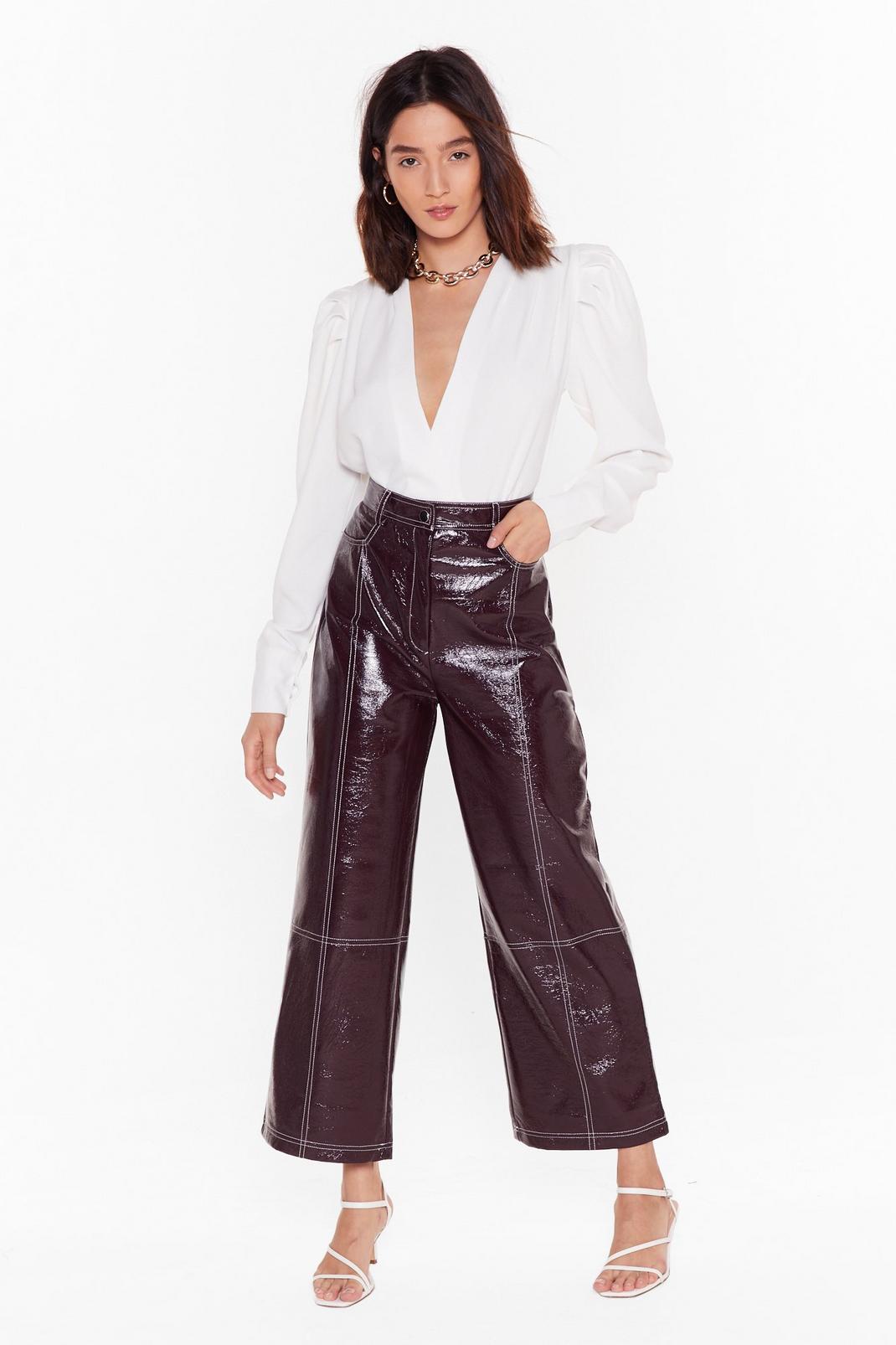 Have the Vinyl Say Stitch Wide-Leg Trousers image number 1