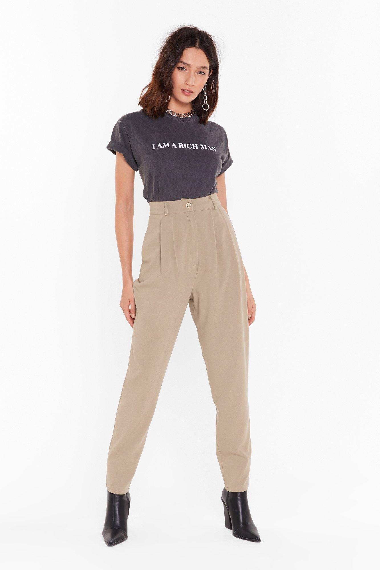 high waisted tapered pants women's