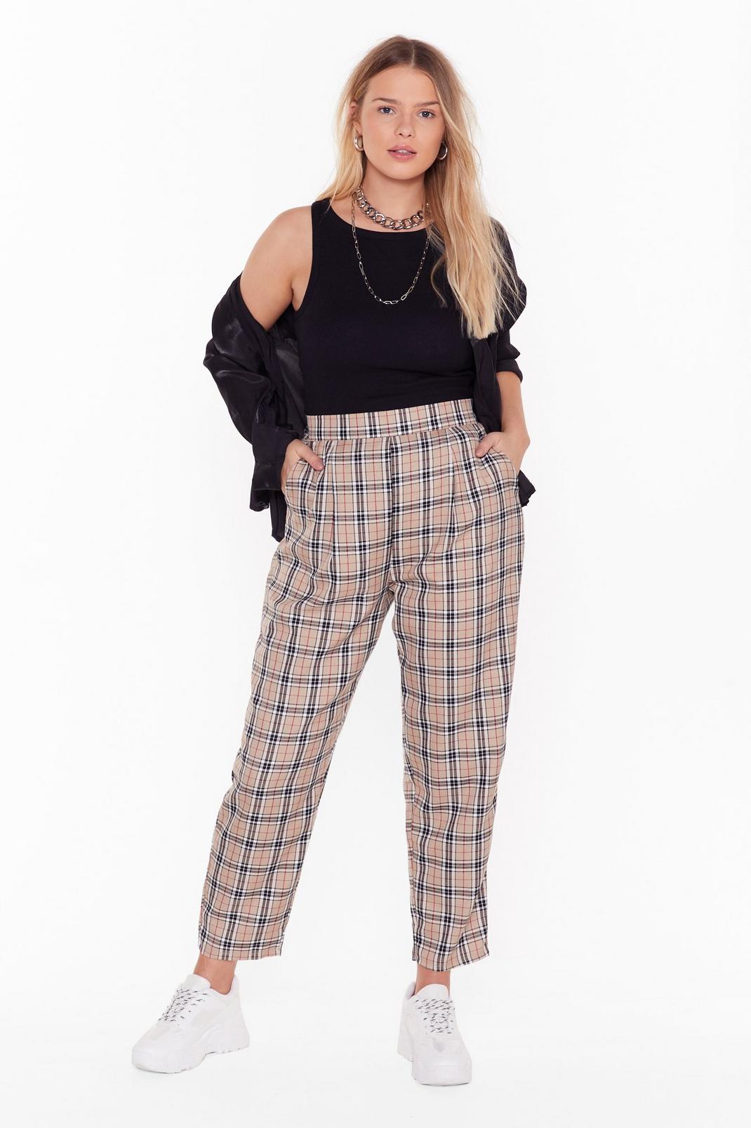 Grid Them What They Want Plus Plaid Jogger Pants image number 1