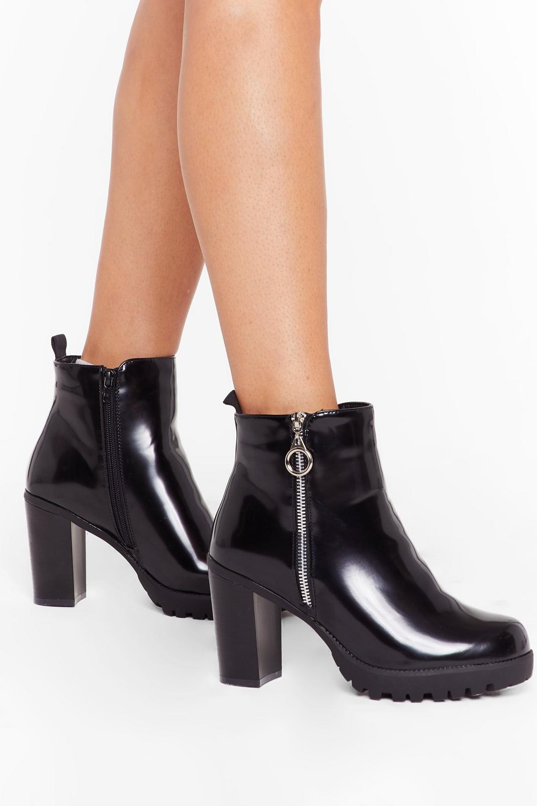 Let's Zip Town Patent Ankle Boots image number 1