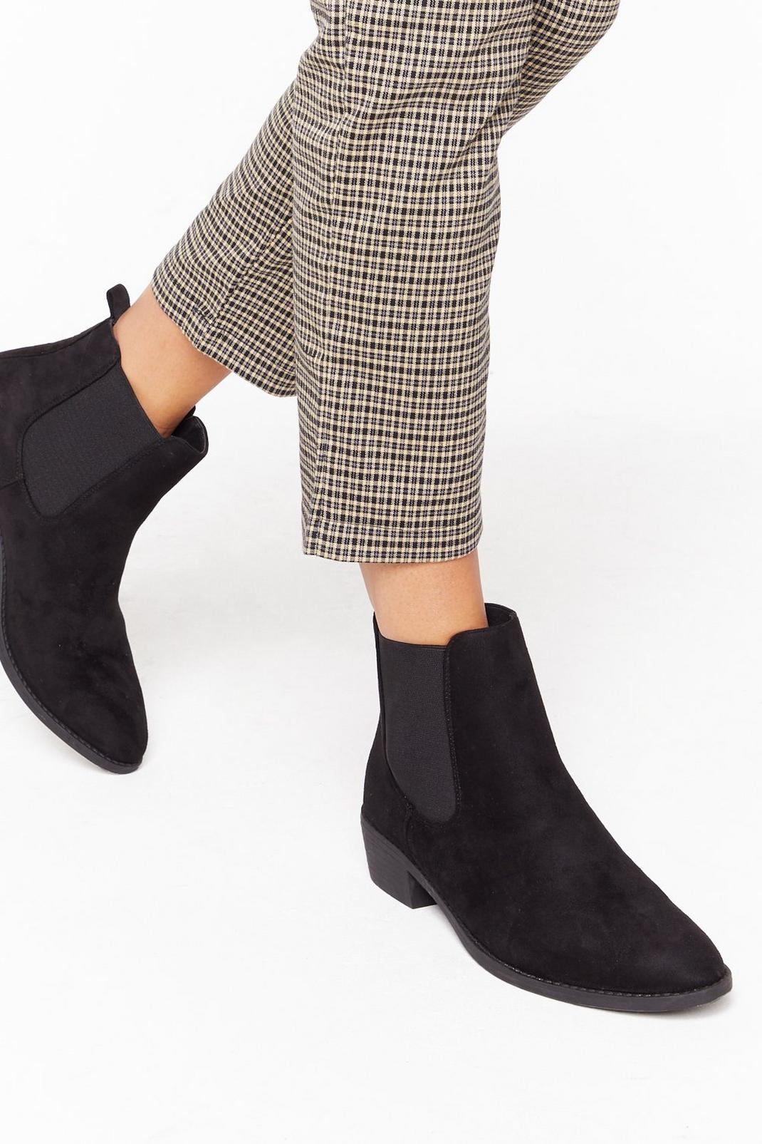 Don't Walk Away Faux Suede Chelsea Boots image number 1
