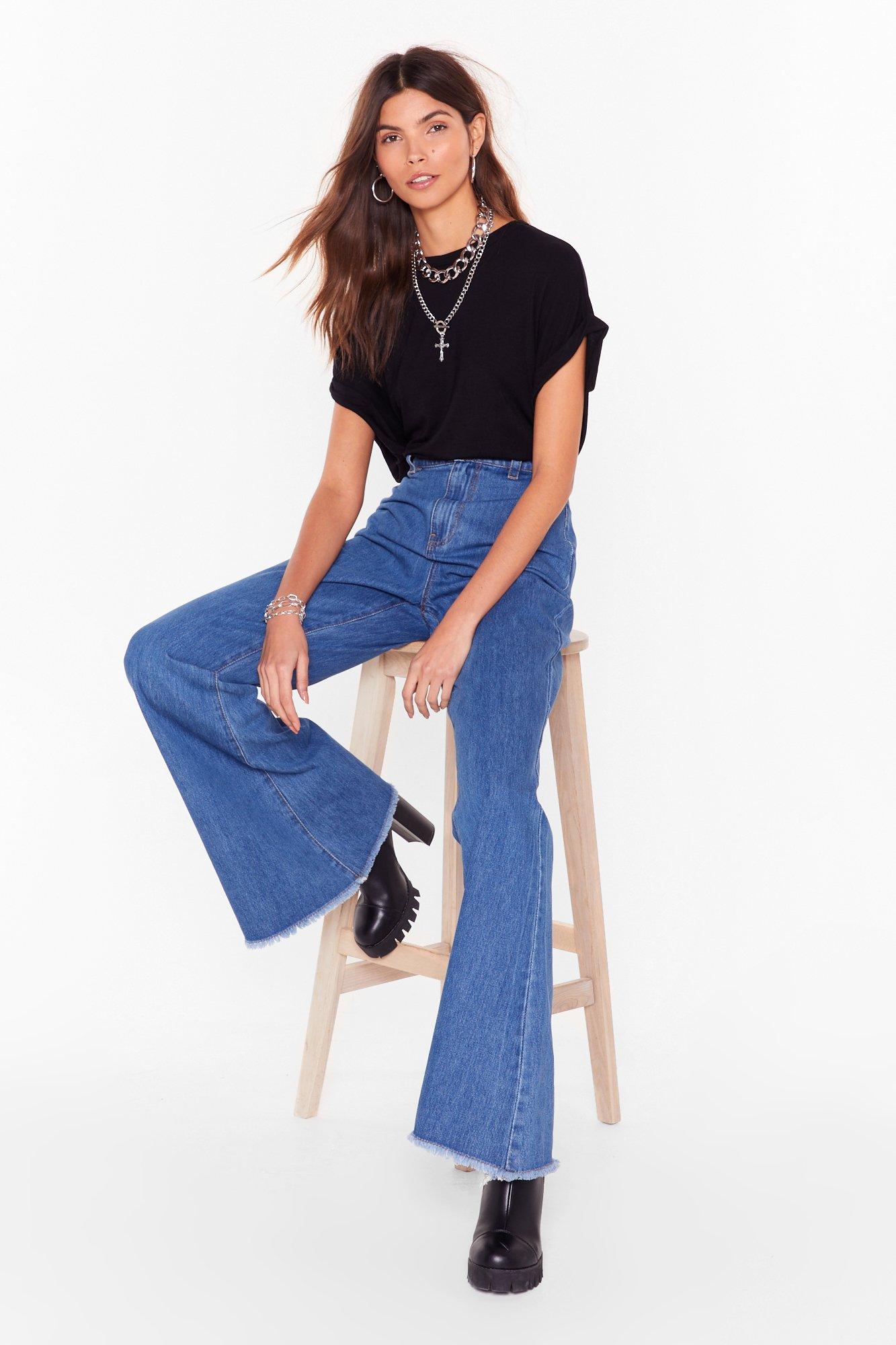 raw hem flare jeans