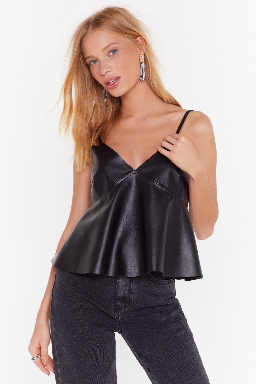 Faux Leather Peplum Cami Top image number 1