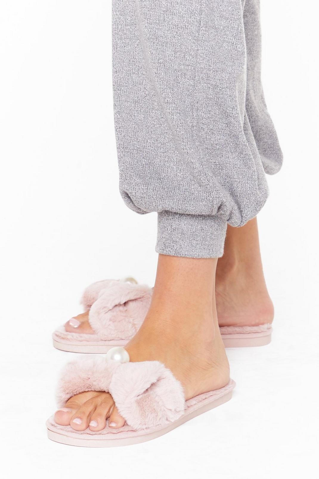 Cancel All Plans Faux Fur Pearl Slipper image number 1