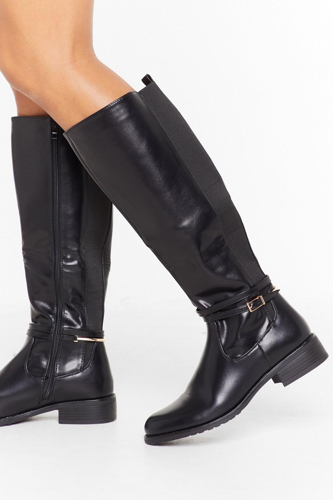 Just Ride It Out Faux Leather Knee-High Boots image number 1