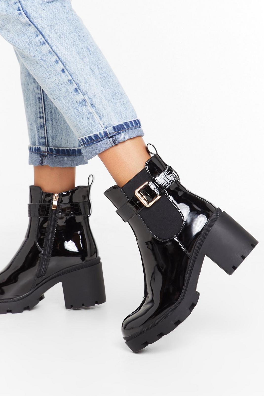 Gimme All the Goss Faux Leather Chelsea Boots image number 1