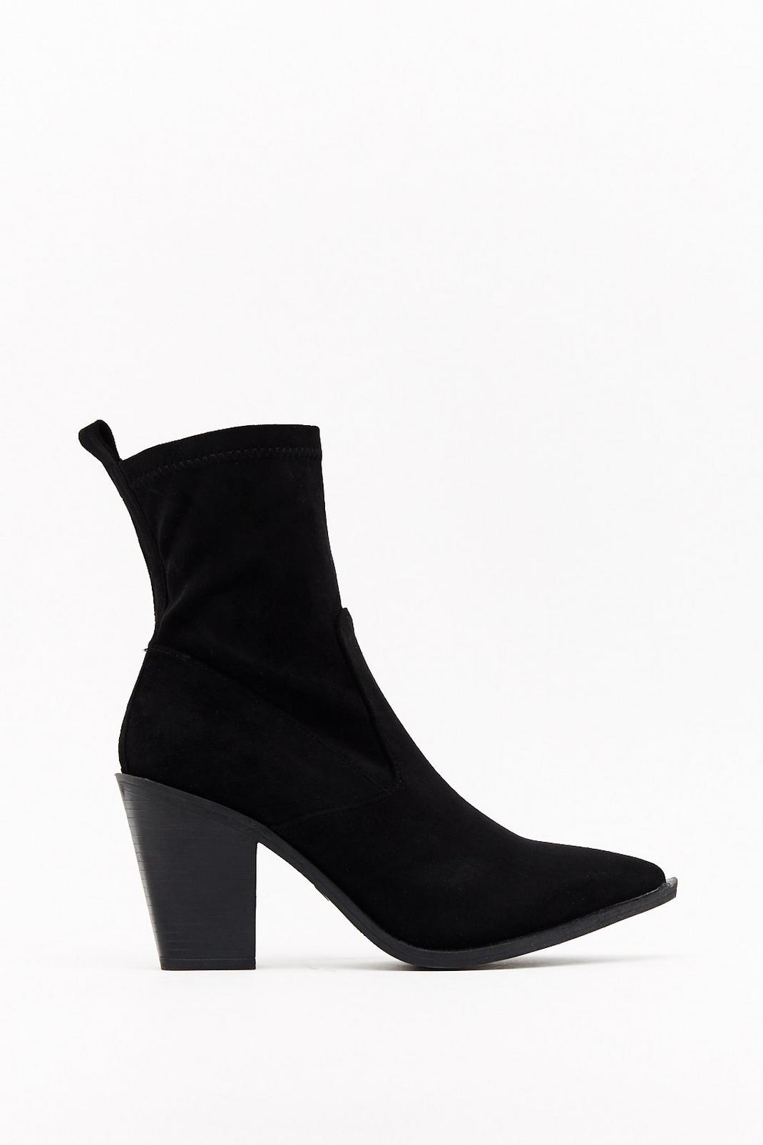 Match Faux Suede in Heaven Heeled Sock Boots image number 1