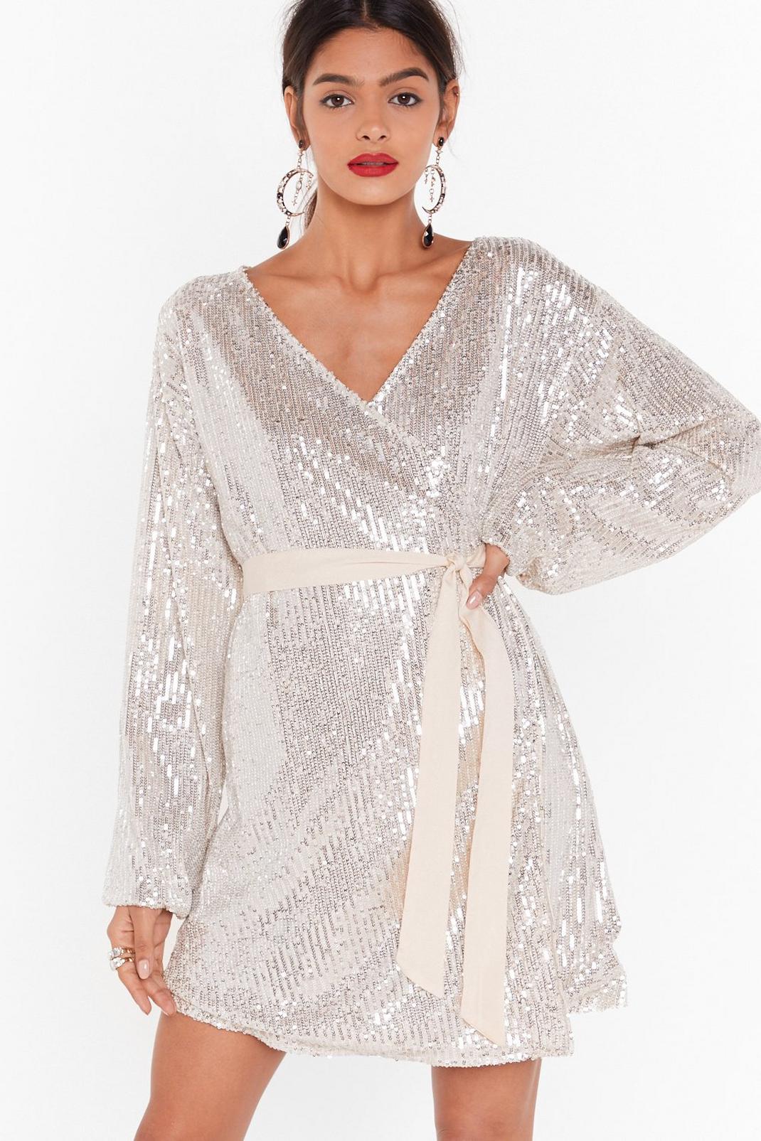 Born to Sequin Wrap Mini Dress image number 1