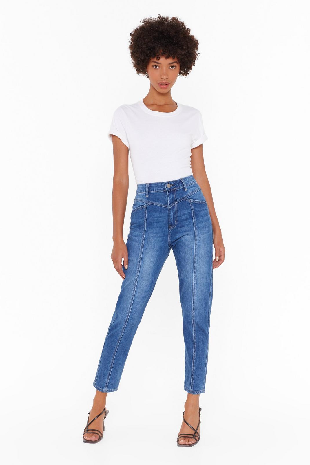 Blue Nothing to Seam Here High-Waisted Mom Jeans image number 1
