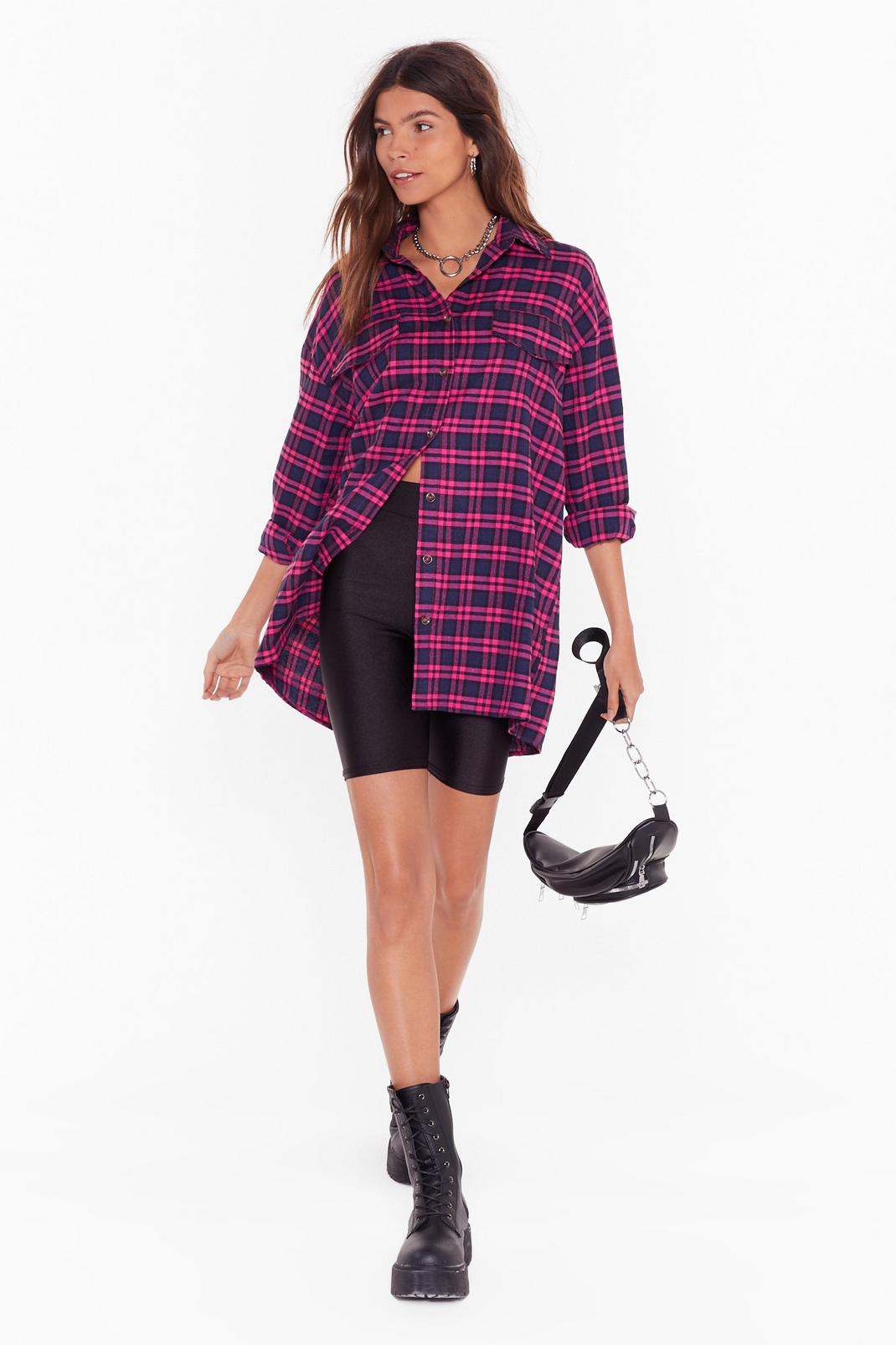 Then Square Was You Oversized Check Shirt image number 1