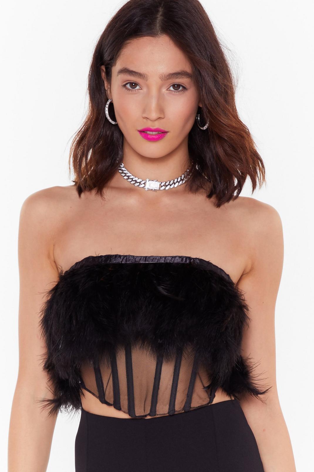 Black Shake a Tail Feather Corset Bustier Top image number 1