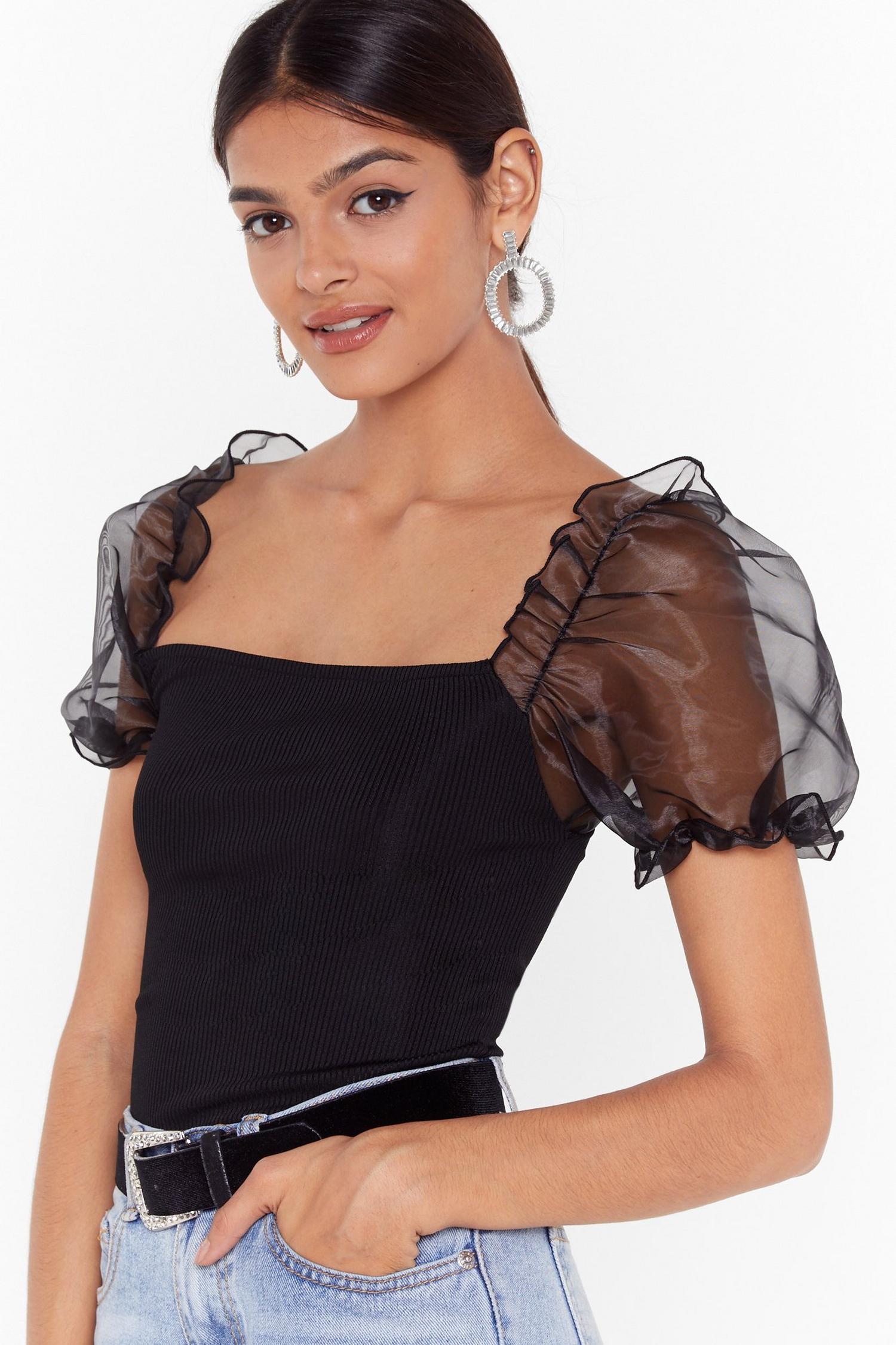 organza puff sleeve top