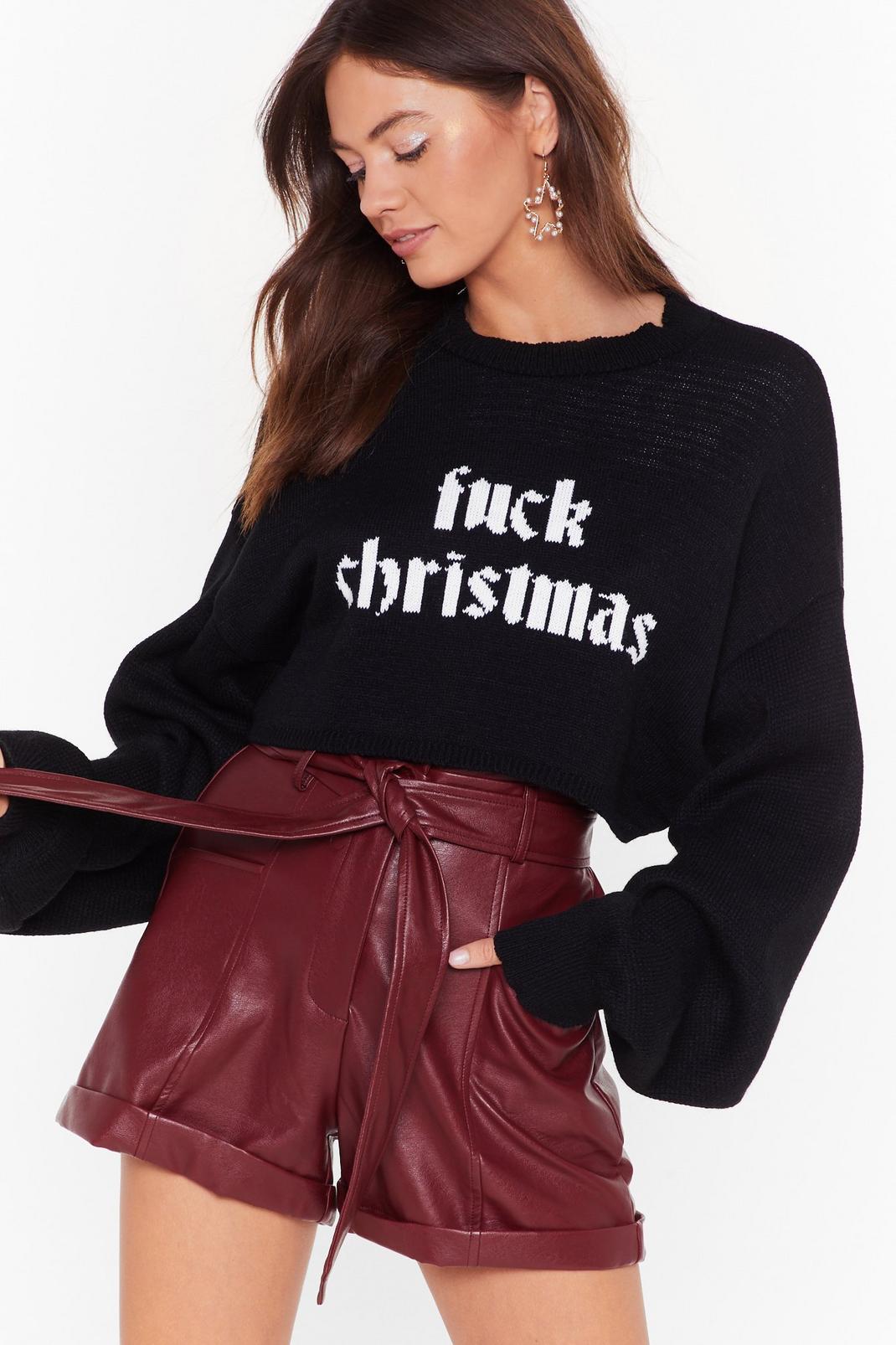 Fuck Christmas Cropped Batwing Jumper image number 1