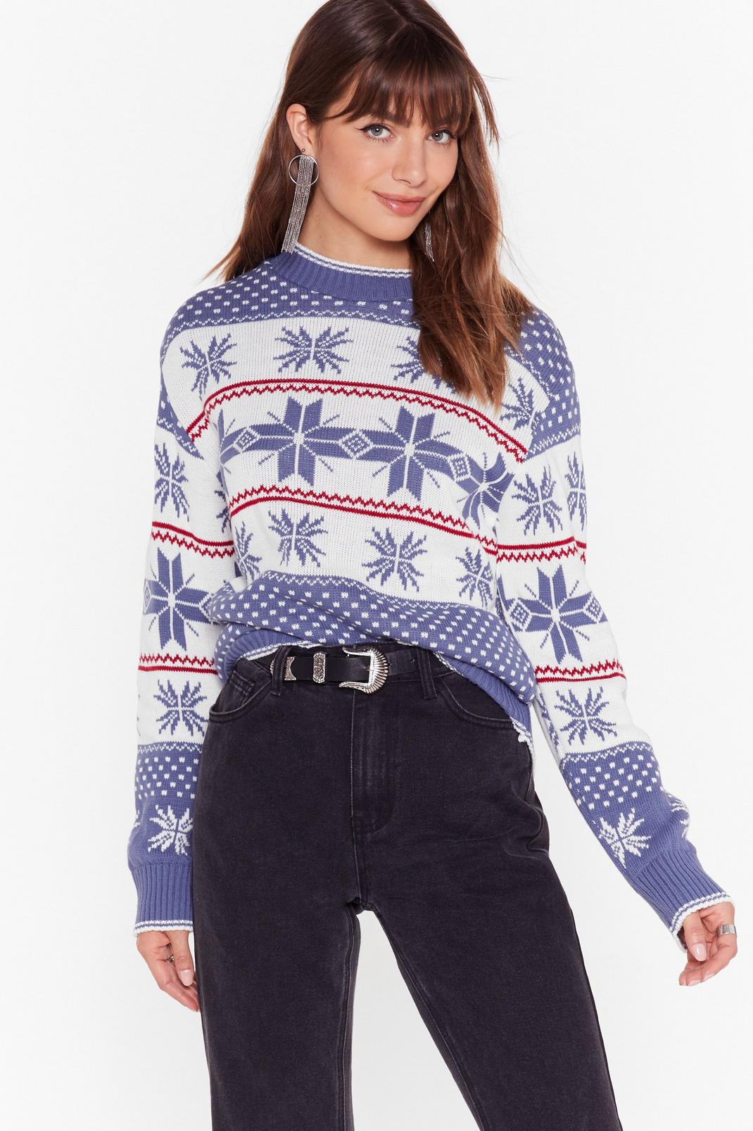 Navy Tis the Season Fair Isle Christmas Sweater image number 1