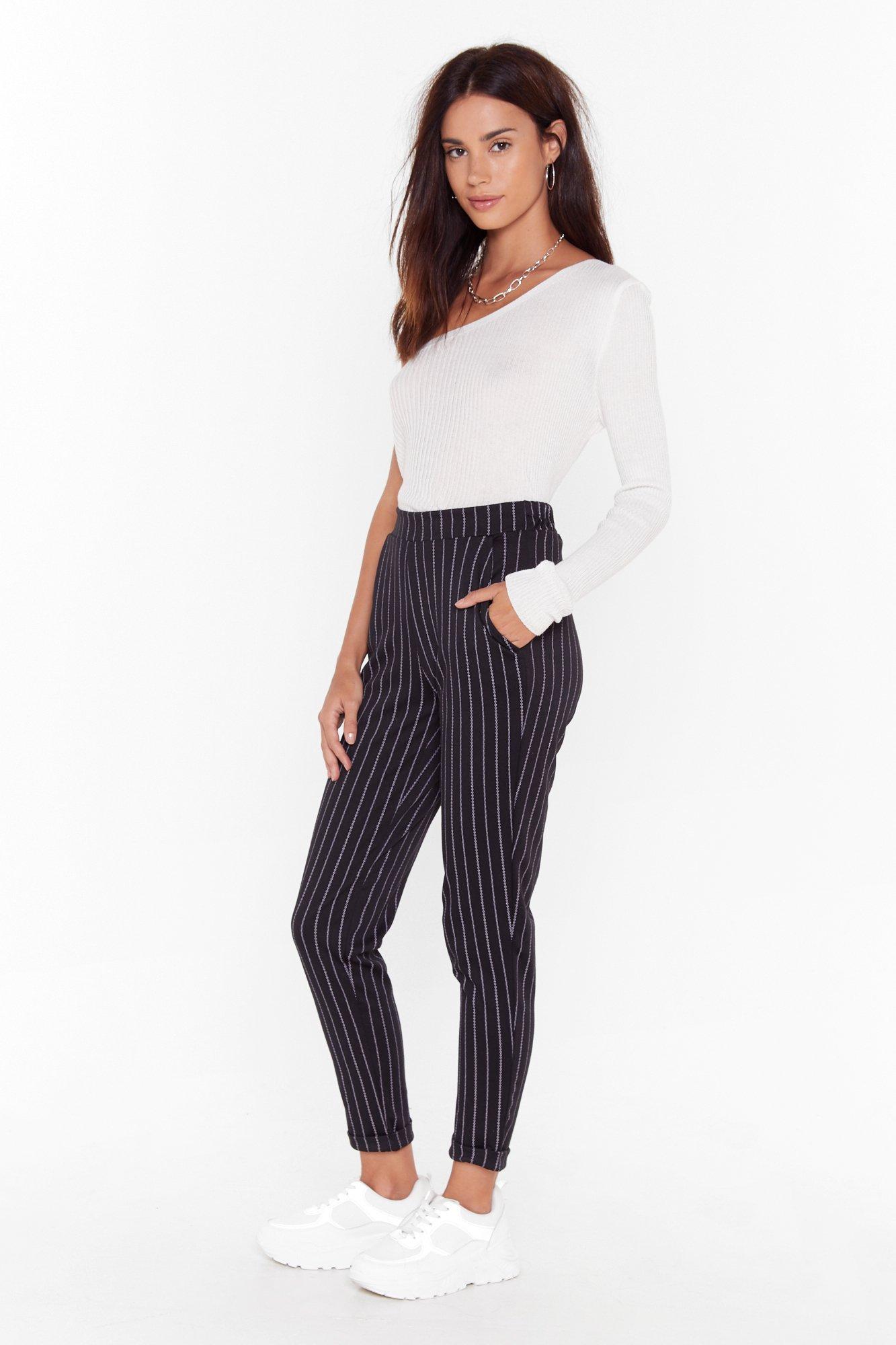 Pinstripe deals track pants