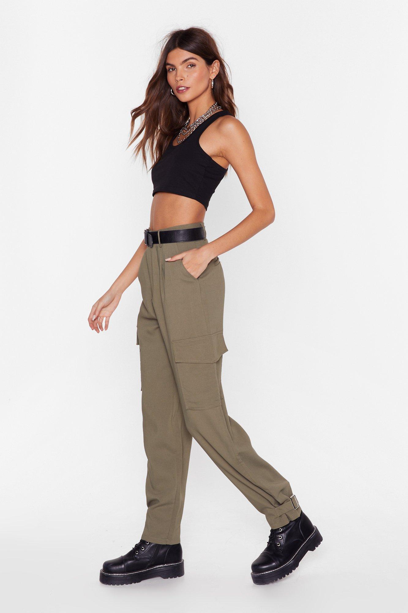 belted high waisted pants