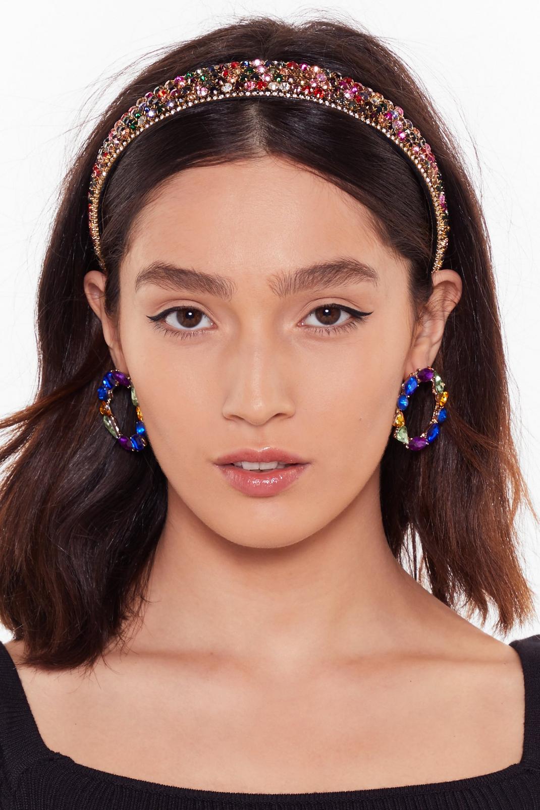 Coloured gem stone headband & earrings set image number 1