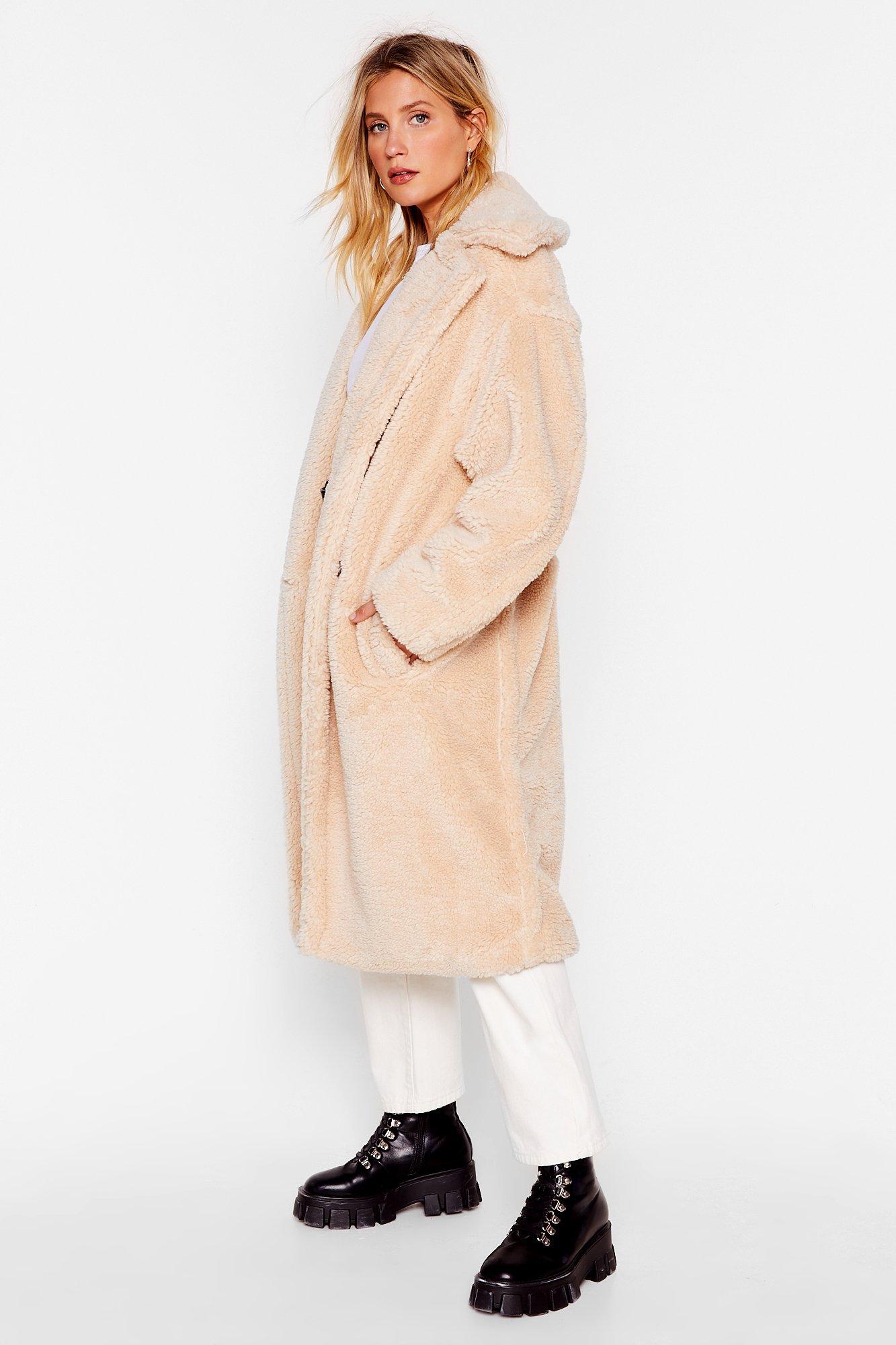 shearling longline coat